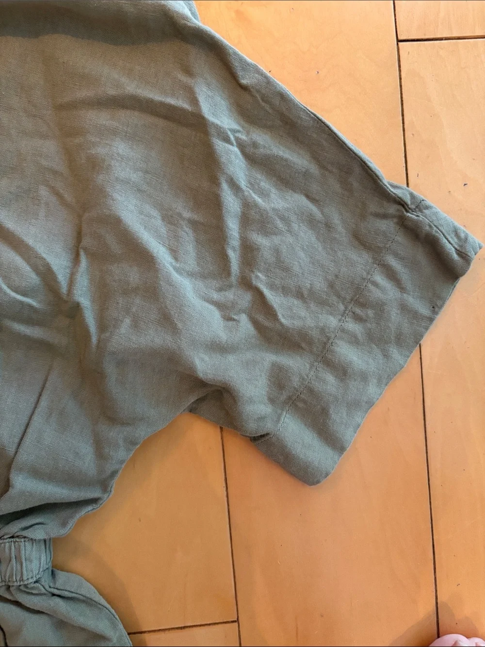 ZARA Khaki Green Utility Washed Linen Jumpsuit L